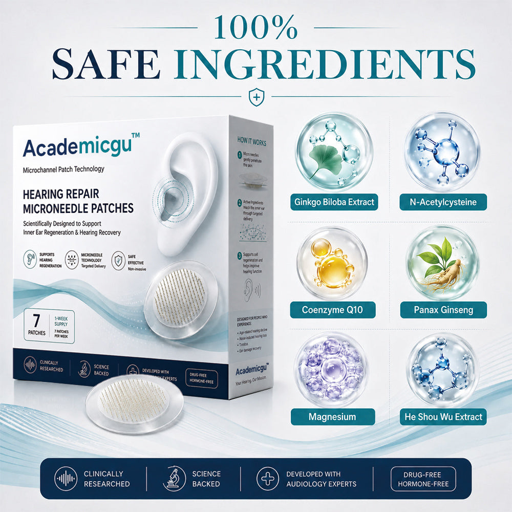 Academicgu™ HEARING REPAIR MICRONEEDLE PATCHES✅ Targets Hearing Loss, Tinnitus, Ear Infections, Balance Disorders, and Age-Related Ear Degeneration.