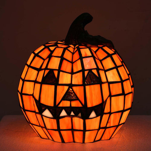 🎄Vintage Gothic Stained Glass Table Lamp | Halloween Pumpkin, Bat & Cat Accent Lamp for Warm Cozy Home Ambience